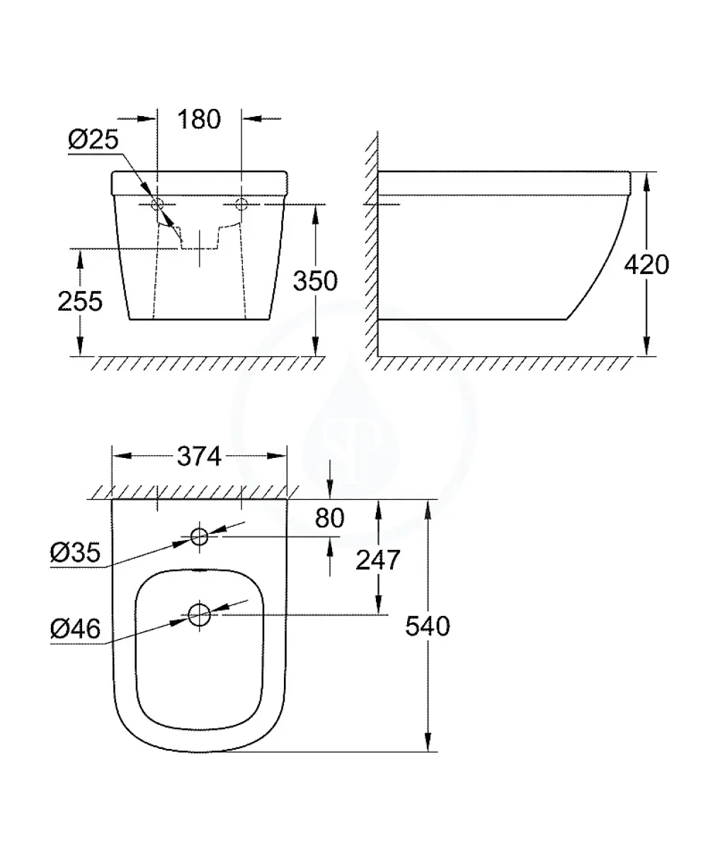 Vitra Alca Pack Bâti support pour bidet suspendu + Bidet suspendu Grohe, blanc alpin (SetBidetGrohe-1)