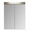 Armoire De Toilette|Trend Team AMANDA - Armoire de toilette murale - 2 portes miroir - Mélaminé Blanc/Chêne. L - H - P : 60 - 77 - 17 cm