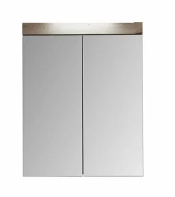 Armoire De Toilette|Trend Team AMANDA - Armoire de toilette murale - 2 portes miroir - Mélaminé Blanc/Chêne. L - H - P : 60 - 77 - 17 cm