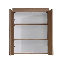 Armoire De Toilette|Trend Team AMANDA - Armoire de toilette murale - 2 portes miroir - Mélaminé Blanc/Chêne. L - H - P : 60 - 77 - 17 cm