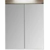 Trend Team AMANDA - Armoire de toilette murale mélaminé avec bandeau lumineux blanc/chêne - 2 portes miroir. L - H - P : 60 - 77 - 17 cm