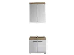 Trend Team AMANDA - Ensemble salle de bain 2 pièces. mélaminé couleur chêne/blanc brillant L - H - P : 60 - 190 - 34 cm
