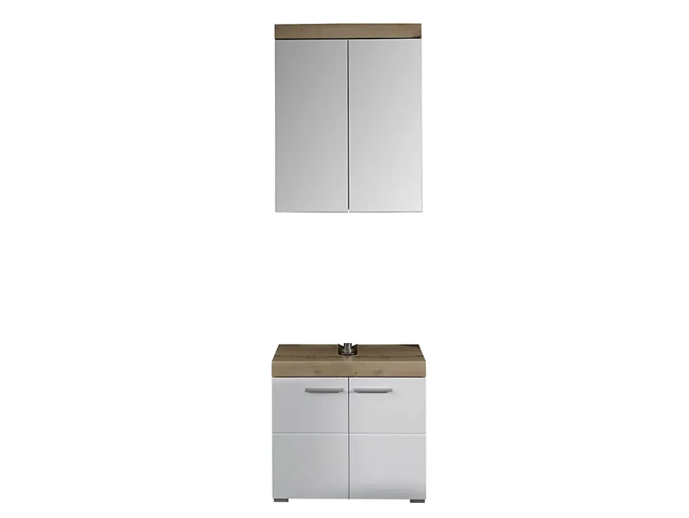 Trend Team AMANDA - Ensemble salle de bain 2 pièces. mélaminé couleur chêne/blanc brillant L - H - P : 60 - 190 - 34 cm