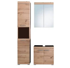 Trend Team AMANDA - Ensemble salle de bain 3 pièces. mélaminé couleur chêne L - H - P : 112 - 190 - 34 cm