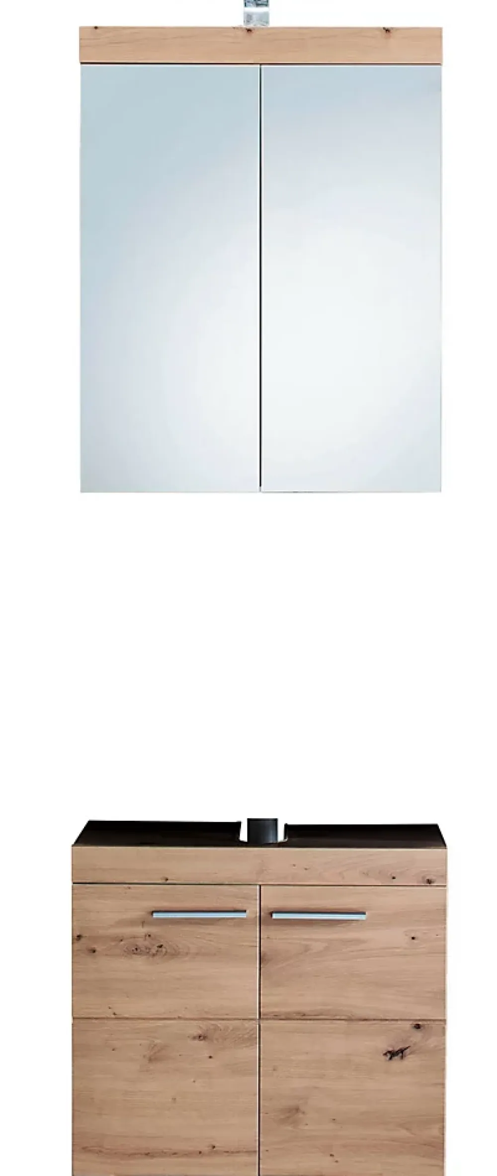 Meuble De Salle De Bains Faible Profondeur|Meuble Sous Lavabo|Trend Team AMANDA - Ensemble salle de bain 2 pièces. mélaminé couleur chêne L - H - P : 60 - 190 - 34 cm