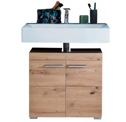 Meuble De Salle De Bains Faible Profondeur|Meuble Sous Lavabo|Trend Team AMANDA - Ensemble salle de bain 2 pièces. mélaminé couleur chêne L - H - P : 60 - 190 - 34 cm