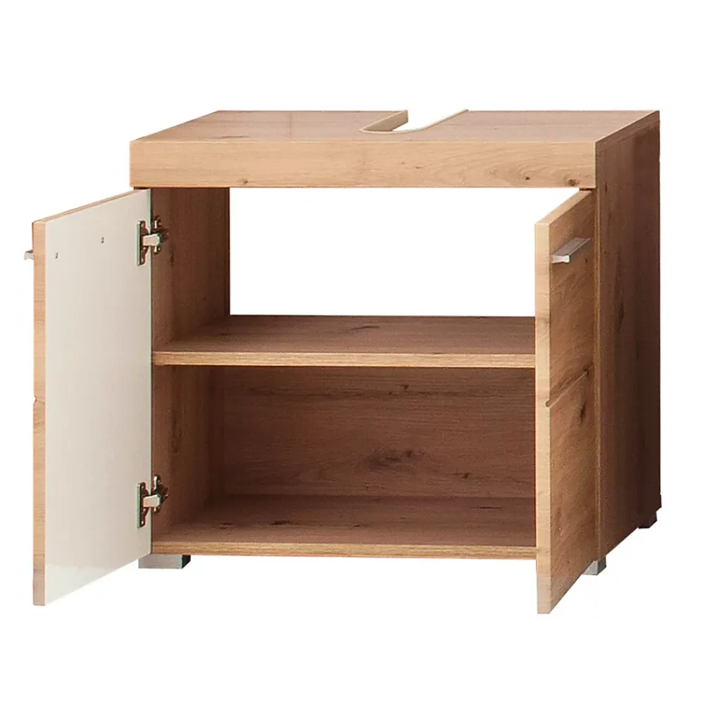 Meuble De Salle De Bains Faible Profondeur|Meuble Sous Lavabo|Trend Team AMANDA - Ensemble salle de bain 2 pièces. mélaminé couleur chêne L - H - P : 60 - 190 - 34 cm