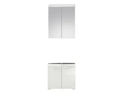 Meuble De Salle De Bains Faible Profondeur|Trend Team AMANDA - Ensemble salle de bain 2 pièces. mélaminé Blanc Brillant L - H - P : 60 - 190 - 34 cm