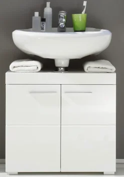 Meuble De Salle De Bains Faible Profondeur|Trend Team AMANDA - Ensemble salle de bain 2 pièces. mélaminé Blanc Brillant L - H - P : 60 - 190 - 34 cm