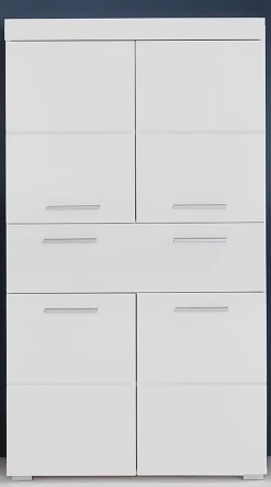 Trend Team AMANDA - Meuble de salle de bain mélaminé - Meuble Commode. Blanc brillant. L-H-P : 73 - 132 - 31 cm