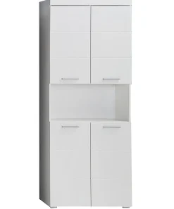 Colonne De Salle De Bains|Trend Team AMANDA - Meuble de salle de bain mélaminé - Meuble Colonne. Blanc brillant. L-H-P : 73 - 190 - 31 cm