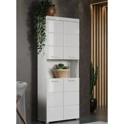 Colonne De Salle De Bains|Trend Team AMANDA - Meuble de salle de bain mélaminé - Meuble Colonne. Blanc brillant. L-H-P : 73 - 190 - 31 cm