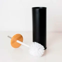 Amig - Brosse toilette NATURLINE - 95 x 380 mm - Acier / Bambou - Noir
