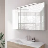 Bernstein Amoire de toilette suspendue 120x19x72,5cm (LxPxH), 3 portes mirroir, éclairage LED + prise électrique, Charnières mobiles, NEO
