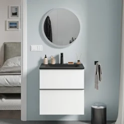 Bernstein Amoire de toilette suspendue 40x19x72,5cm (LxPxH), 1 porte mirroir, éclairage LED + prise électrique, Charnières mobiles, NEO