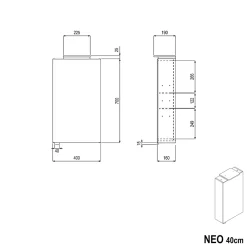 Bernstein Amoire de toilette suspendue 40x19x72,5cm (LxPxH), 1 porte mirroir, éclairage LED + prise électrique, Charnières mobiles, NEO