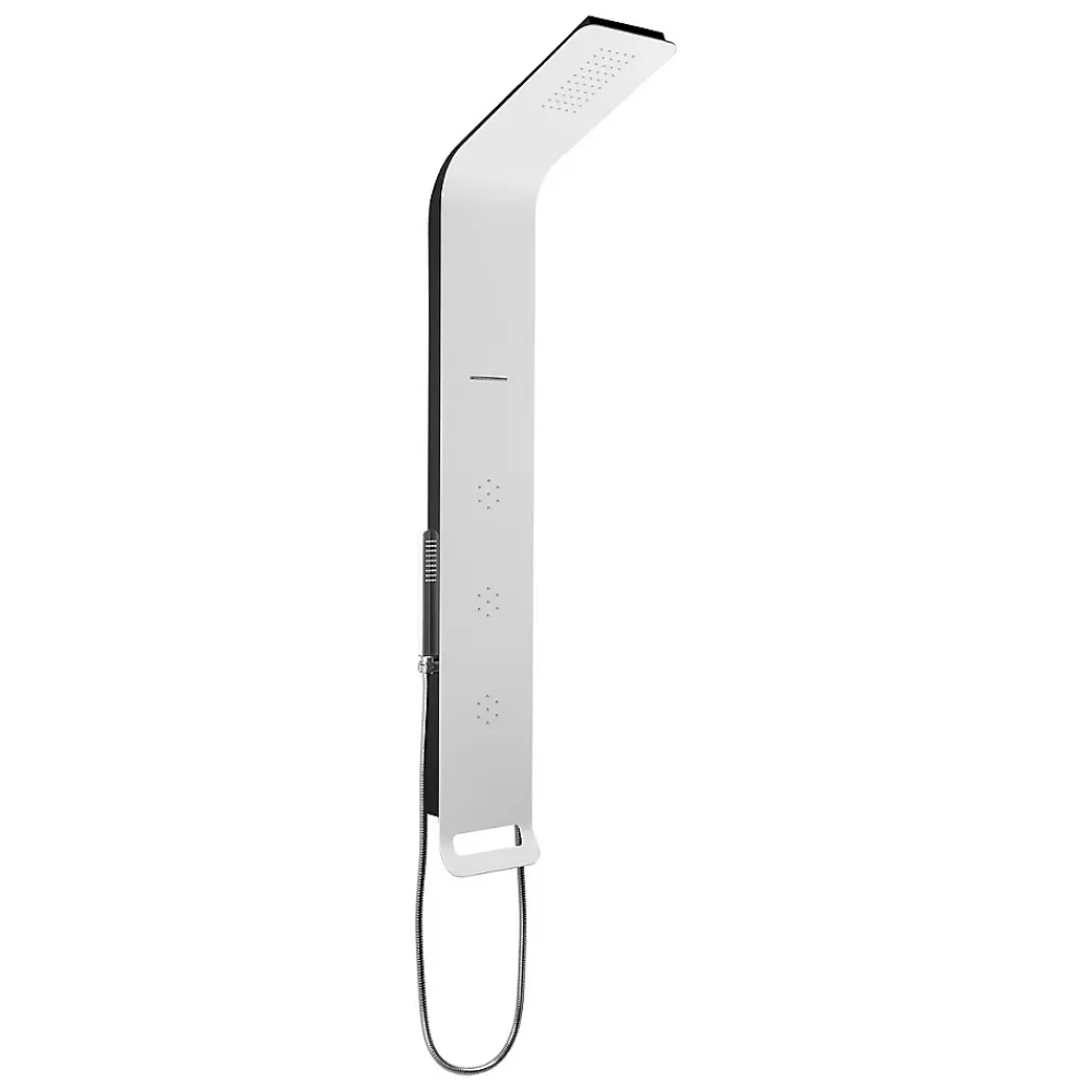 Colonne De Douche Hydromassante|Anima Colonne de douche murale en aluminium avec mitigeur 4 fonctions, cascade et jets massants, blanc (ALUSHOWER)