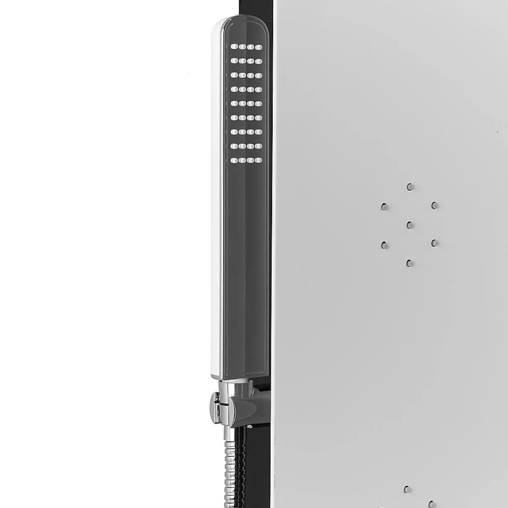 Colonne De Douche Hydromassante|Anima Colonne de douche murale en aluminium avec mitigeur 4 fonctions, cascade et jets massants, blanc (ALUSHOWER)