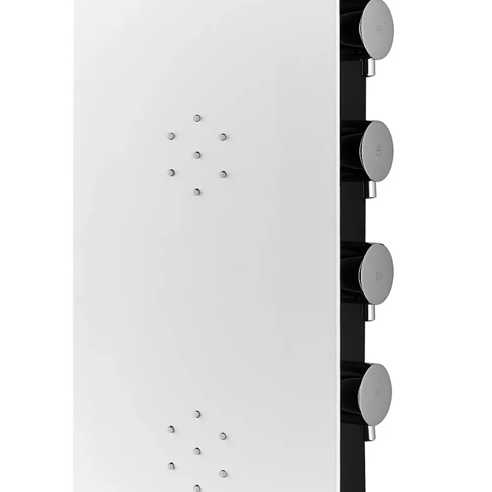 Colonne De Douche Hydromassante|Anima Colonne de douche murale en aluminium avec mitigeur 4 fonctions, cascade et jets massants, blanc (ALUSHOWER)