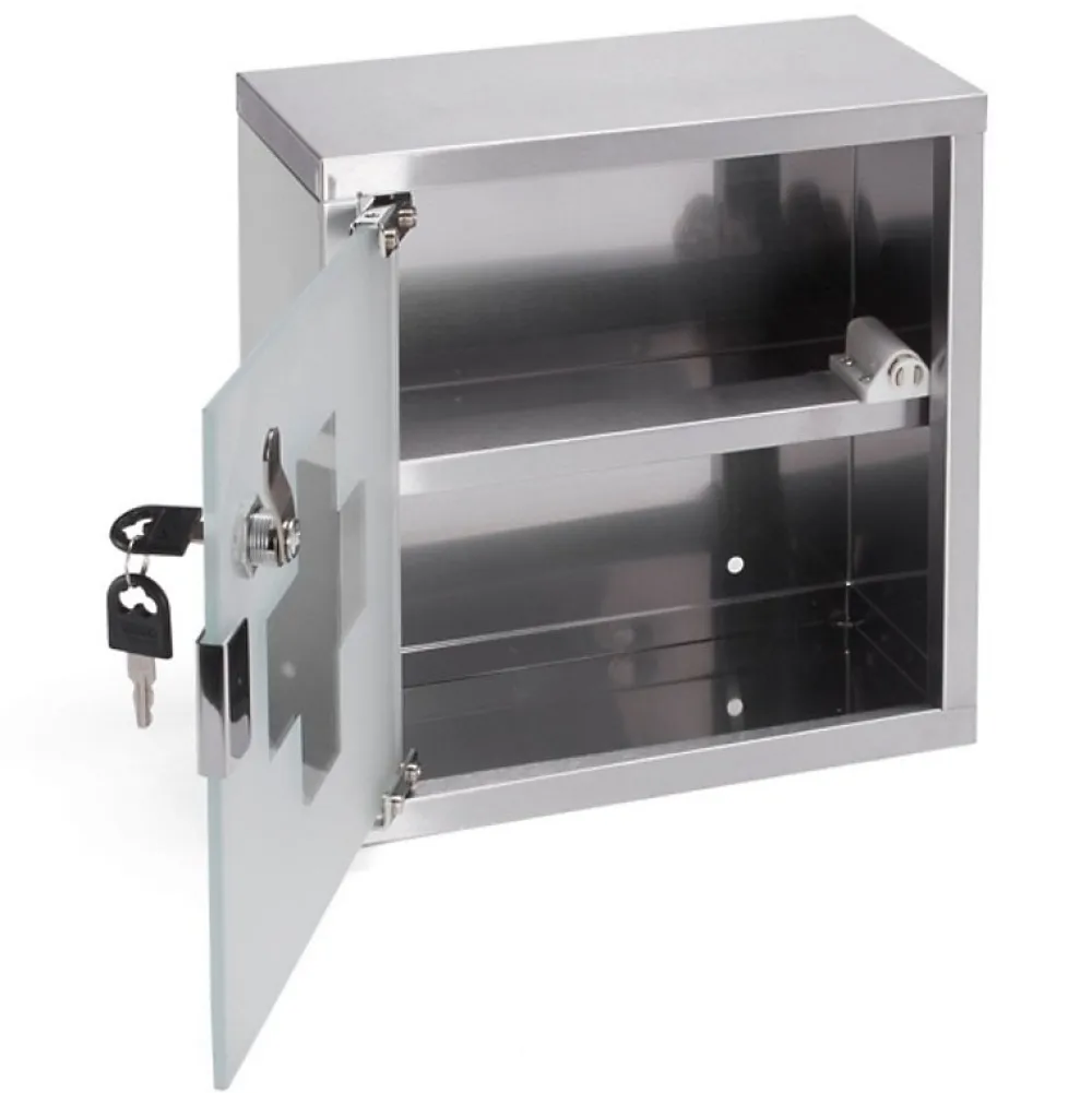 Armoire De Toilette|MSV Armoire à pharmacie à clé Acier Inox verre