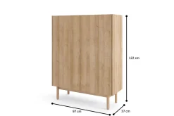 3xE Living Armoire : 2 Portes, 3 Étagères, Chêne Riviera, 97 X 122 X 37 Cm
