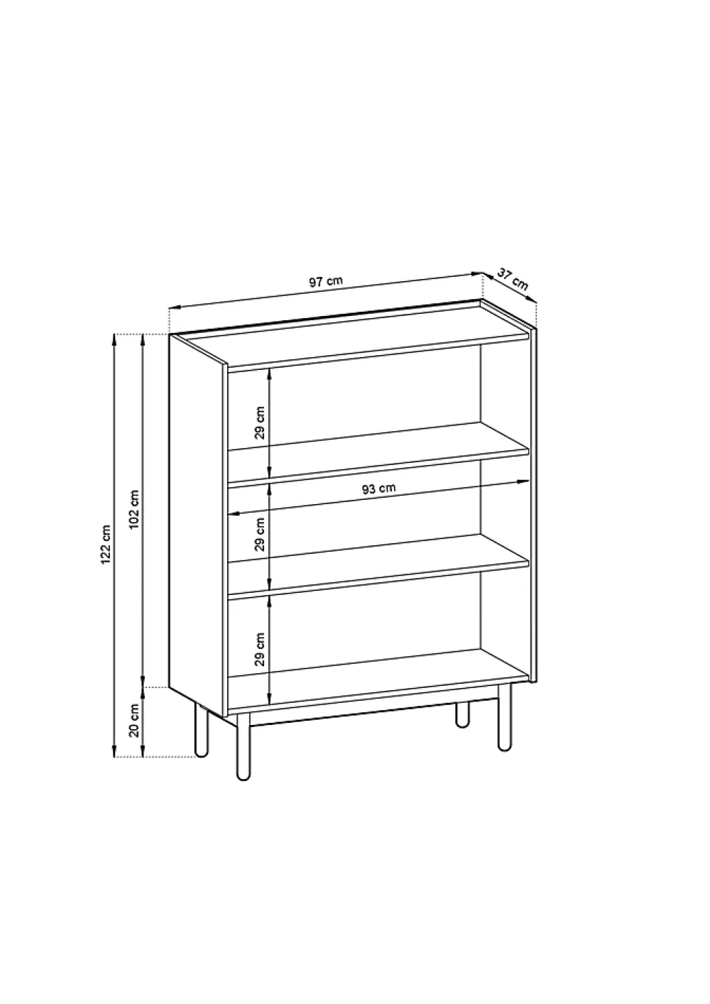 3xE Living Armoire : 2 Portes, 3 Étagères, Chêne Riviera, 97 X 122 X 37 Cm