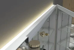 Bernstein Armoire à glace aluminium murale salle de bain + toilettes, étagère avec miroir avec LED encastrée + prise, UP7012, H.70cmxL.120cm