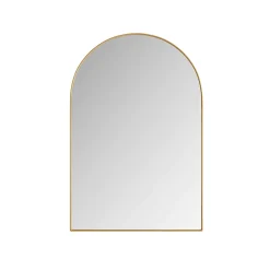 ProximaX Armoire à miroir cintrée dorée avec cadre métal, armoire murale à étagères réglables, rangement salle de bain, salon ou chambre