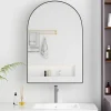 Armoire De Toilette|ProximaX Armoire à miroir cintrée noire avec cadre métal, armoire murale à étagères réglables, rangement salle de bain