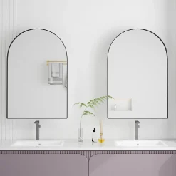 Armoire De Toilette|ProximaX Armoire à miroir cintrée noire avec cadre métal, armoire murale à étagères réglables, rangement salle de bain