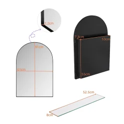 Armoire De Toilette|ProximaX Armoire à miroir cintrée noire avec cadre métal, armoire murale à étagères réglables, rangement salle de bain