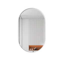 ProximaX Armoire à miroir ovale blanche avec cadre métal, armoire murale à étagères réglables, rangement salle de bain, salon ou chambre