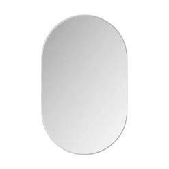ProximaX Armoire à miroir ovale blanche avec cadre métal, armoire murale à étagères réglables, rangement salle de bain, salon ou chambre