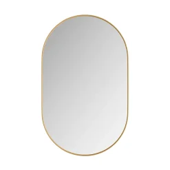 ProximaX Armoire à miroir ovale dorée avec cadre métal, armoire murale à étagères réglables, rangement salle de bain, salon ou chambre
