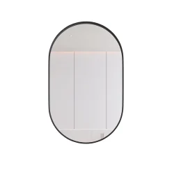 Armoire De Toilette|Okwish Armoire à Miroir Ovale Murale avec Cadre Métallique Noir - Meuble de Salle de Bain avec Étagères Réglables, 51.5x85 cm, Noir