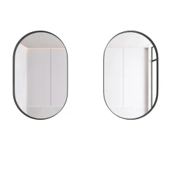 Armoire De Toilette|ProximaX Armoire à miroir ovale noire avec cadre métal, meuble mural avec étagères réglables, rangement salle de bain