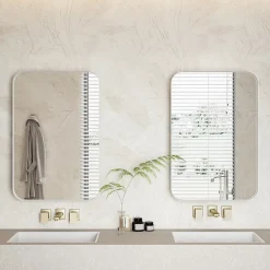 ProximaX Armoire à miroir rectangulaire avec cadre métal, armoire murale à étagères réglables, pour salle de bain ou chambre, blanc