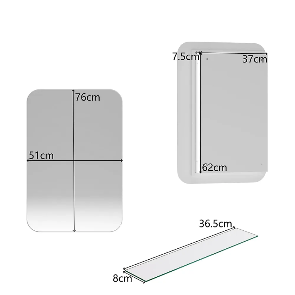 ProximaX Armoire à miroir rectangulaire avec cadre métal, armoire murale à étagères réglables, pour salle de bain ou chambre, blanc