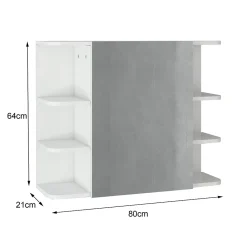 Armoire De Toilette|Ml-Design Armoire à miroir salle de bain meuble cabinet toilette murale blanc 80x64x21 cm