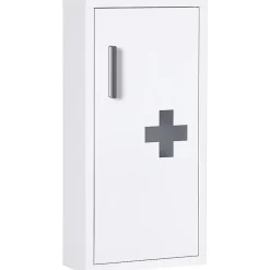 Armoire De Toilette|kleankin Armoire à pharmacie 2 étagères 3 niveaux dim. 30L x 12l x 60H cm logo croix transparent acier blanc