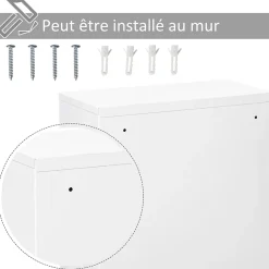 Armoire De Toilette|kleankin Armoire à pharmacie 2 étagères 3 niveaux verrouillable dim. 40L x 18l x 60H cm 2 clés métal blanc