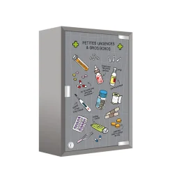 Meuble De Salle De Bains Faible Profondeur| Armoire à pharmacie L. 30 x H.45 x P.15 gris