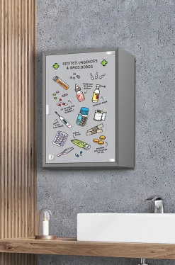Meuble De Salle De Bains Faible Profondeur| Armoire à pharmacie L. 30 x H.45 x P.15 gris