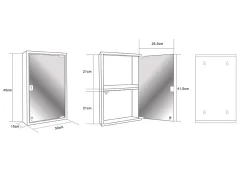 Meuble De Salle De Bains Faible Profondeur| Armoire à pharmacie L. 30 x H.45 x P.15 gris