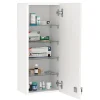 Armoire De Toilette|kleankin Armoire à pharmacie murale verrouillable - 5 niveaux - verre panneaux blanc