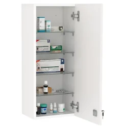 Armoire De Toilette|kleankin Armoire à pharmacie murale verrouillable - 5 niveaux - verre panneaux blanc