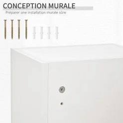 Armoire De Toilette|kleankin Armoire à pharmacie murale verrouillable - 5 niveaux - verre panneaux blanc