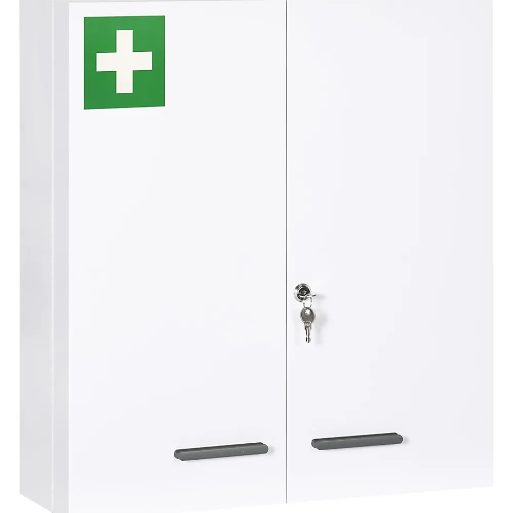 Armoire De Toilette|kleankin Armoire à pharmacie murale verrouillable 2 portes 6 étagères 6 compartiments dim. 55 x 18 x 60 cm acier blanc