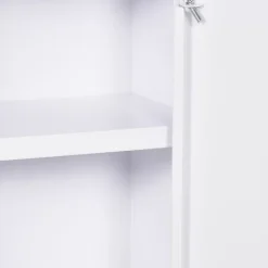 Homcom Armoire à pharmacie verrouillable 3 niv. 2 clés logo croix acier blanc