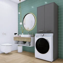 3xE Living Armoire au-dessus du lave-linge, gris, 31 x 64 x 180 cm